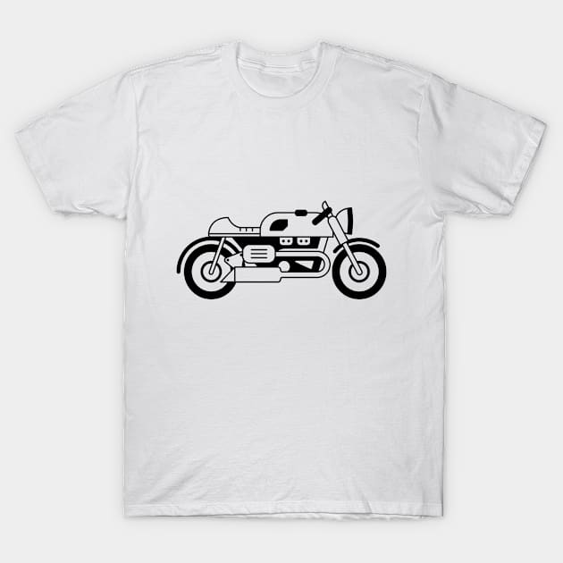 Illustration of stylized black and white motorcycle T-Shirt by iswenyi Art